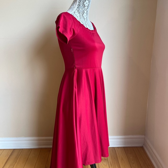 Vintage open shoulders red dress - Picture 2 of 4